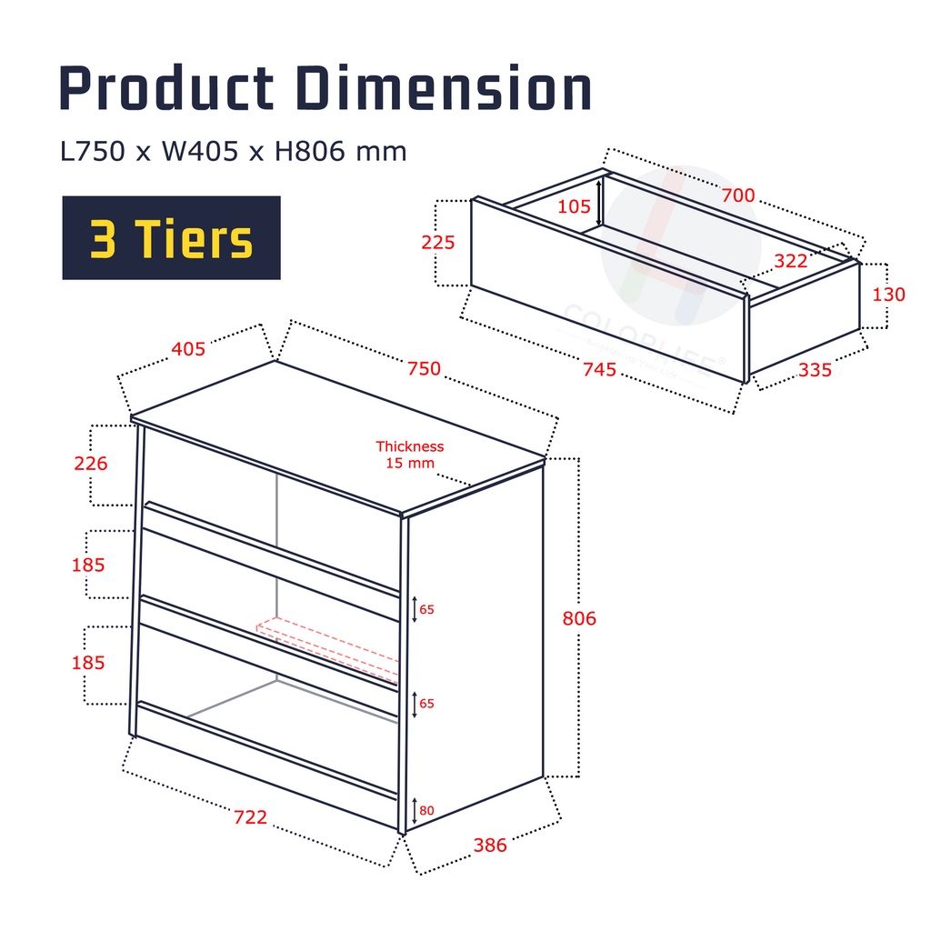 Color Life Weeson Chest Drawer 3 Door/ 4 Drawers with Locker / Drawer ...
