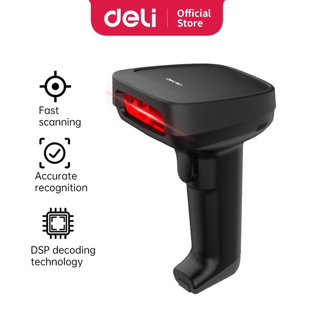 Deli Barcode Scanner E14953 Handheld Wired And Wireless Scanning Rechargable Battery Laser Scanner 5136