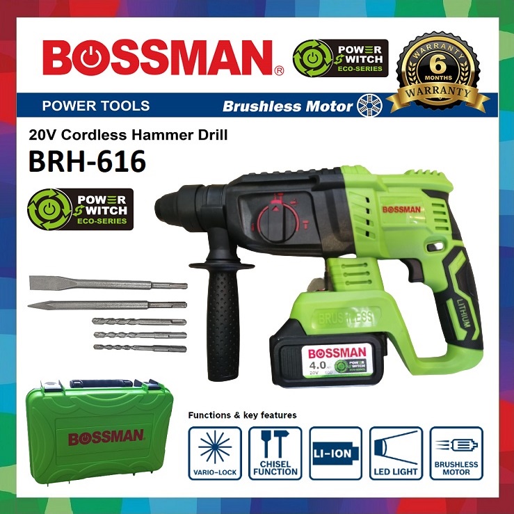 Bossman 20V Cordless Rotary Hammer Drill BRH616 / Cordless Jack Hammer