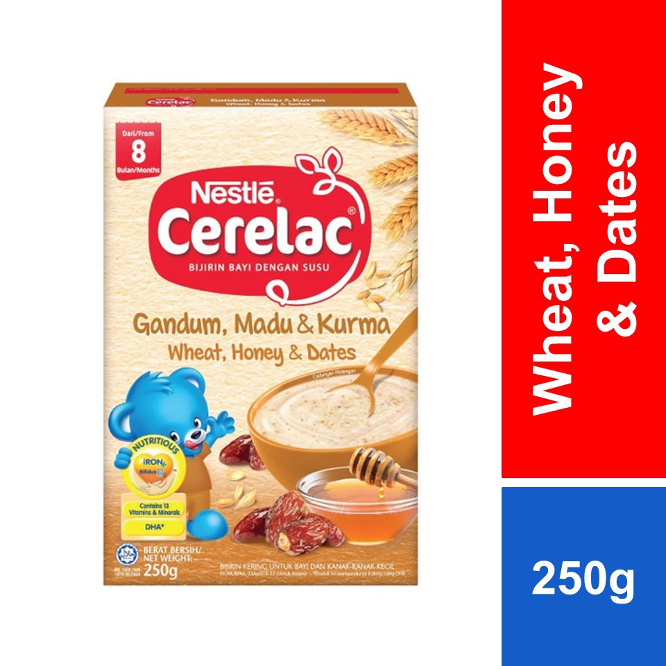 Nestle Cerelac Infant Cereals With Milk Wheat + Honey + Dates 250g ...