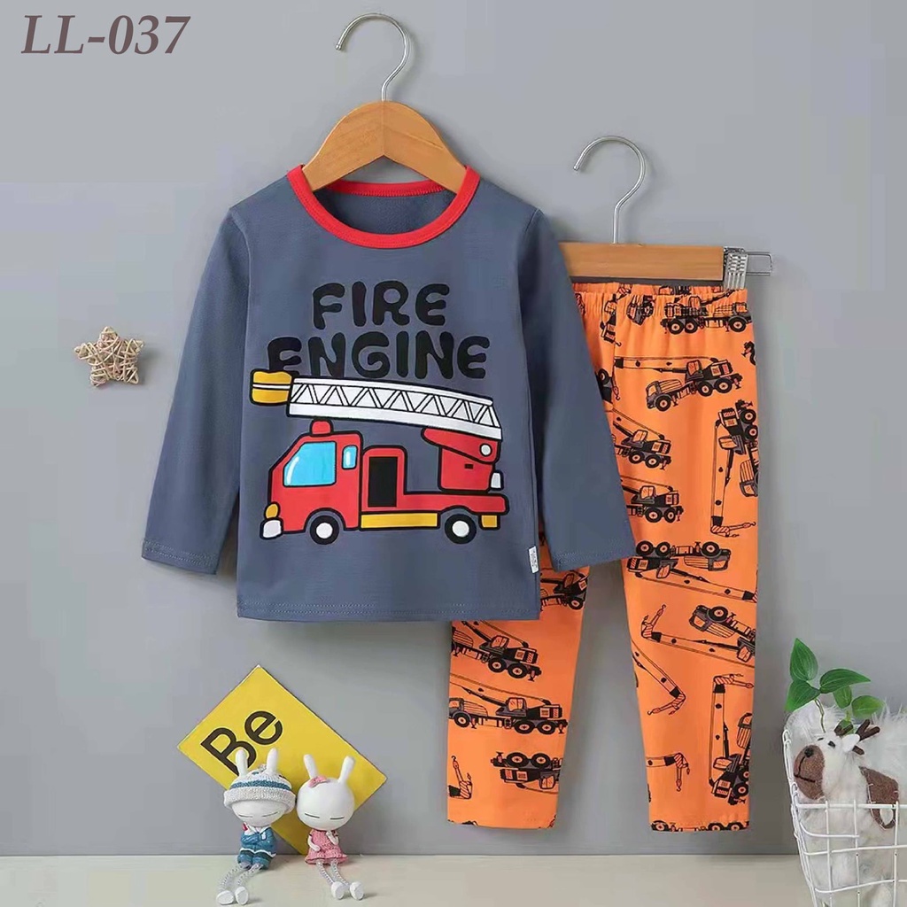 Cotton Pyjamas Pajamas FIRE ENGINE LL037 Boy Night Wear Nightwear Baju ...