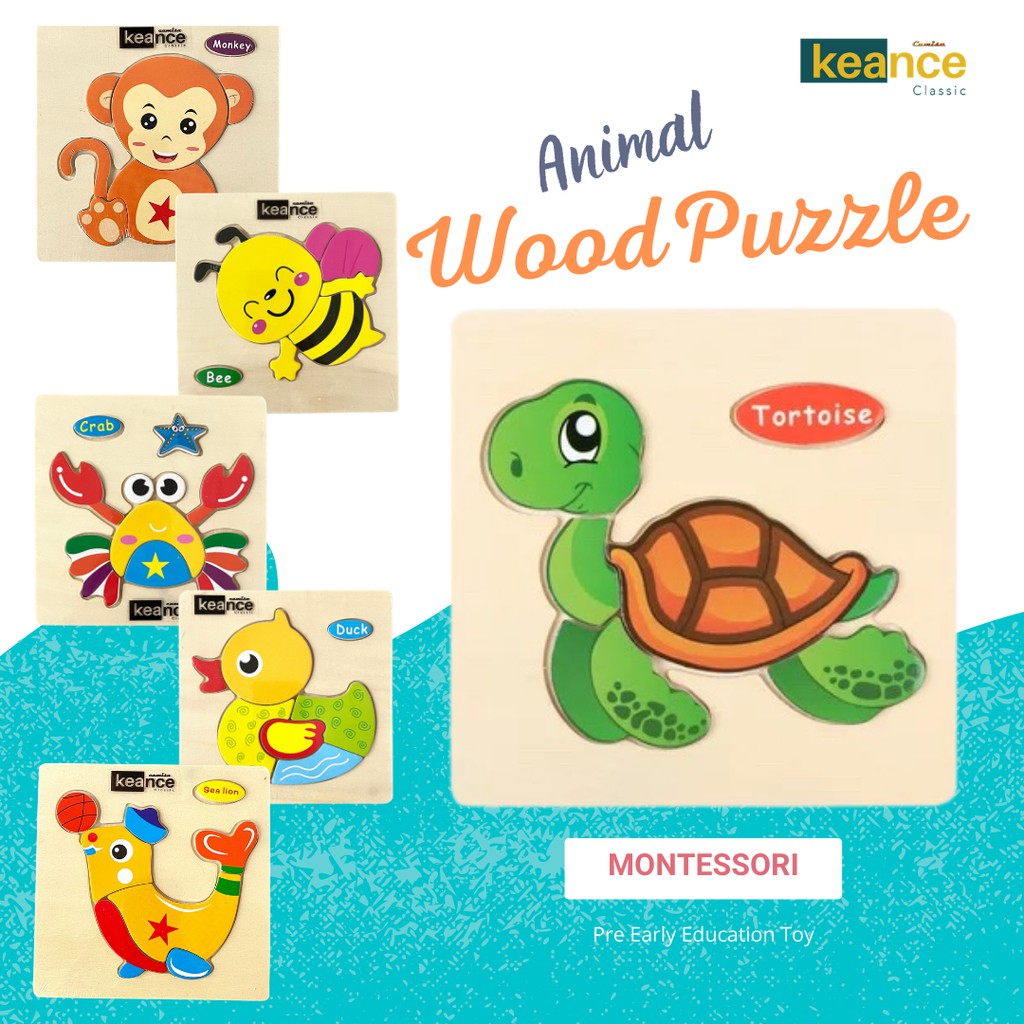 Animal Wood Puzzle Wooden Jigsaw Puzzles Animal Puzzles for Toddlers ...