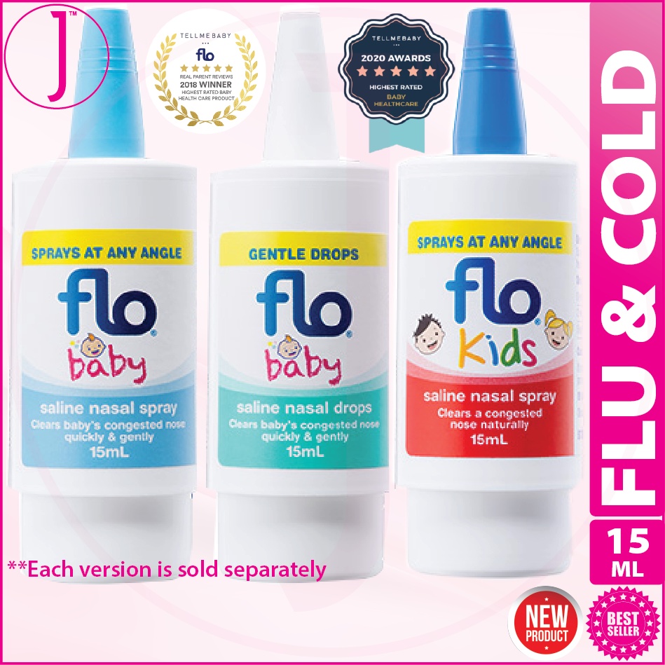 ENT TECHNOLOGIES Flo Baby Kids Saline Nasal Drops Spray Cold Flu Sinus