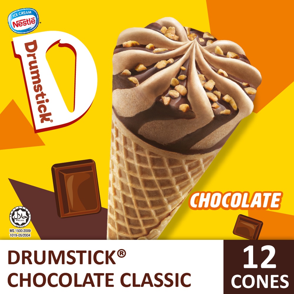 Product image DRUMSTICK Chocolate Ice Cream Cones (12 Cones, 110ml each)