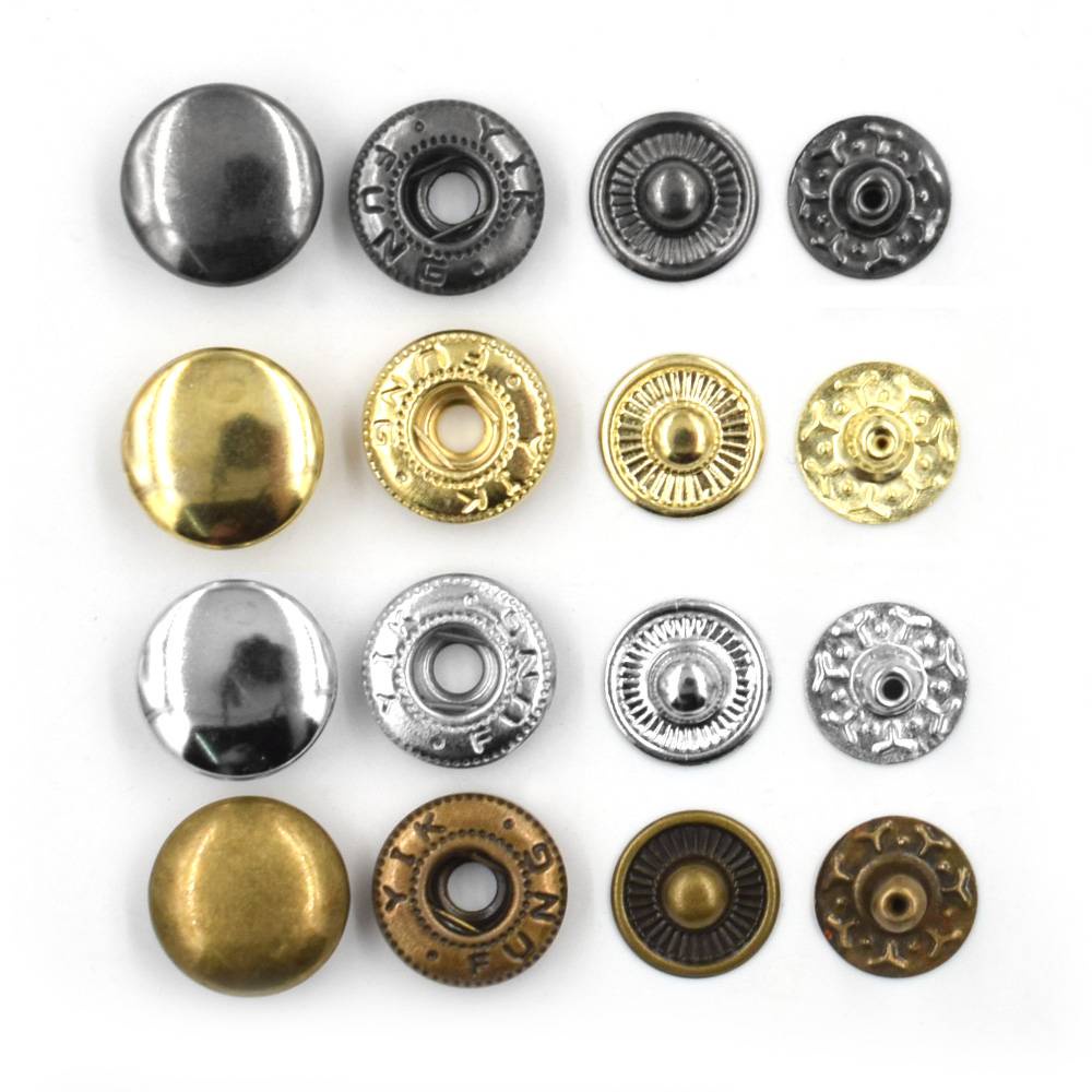 10/12.5/15mm Button Rivets Buckle Metal Snap-fastener Silver/Black/Gold ...