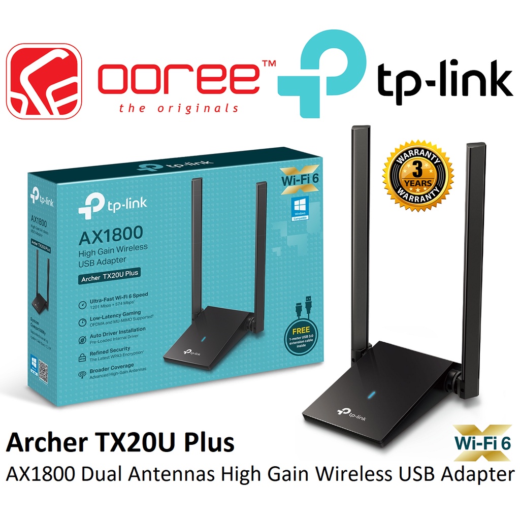 TPLINK ARCHER TX20U PLUS WIFI 6 AX1800 DUAL ANTENNAS HIGH GAIN