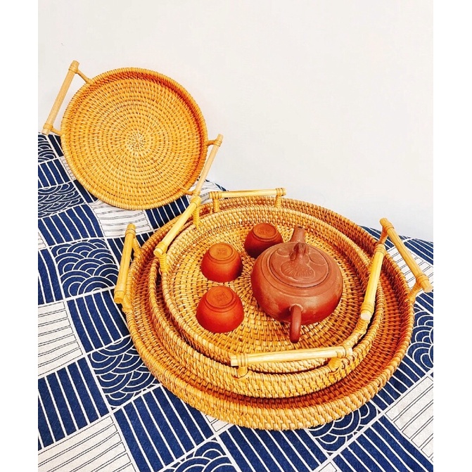 Rattan Tray Round Tray Breakfast Tray Fruit Basket Rattan Plate藤托盘藤篮藤盘 ...