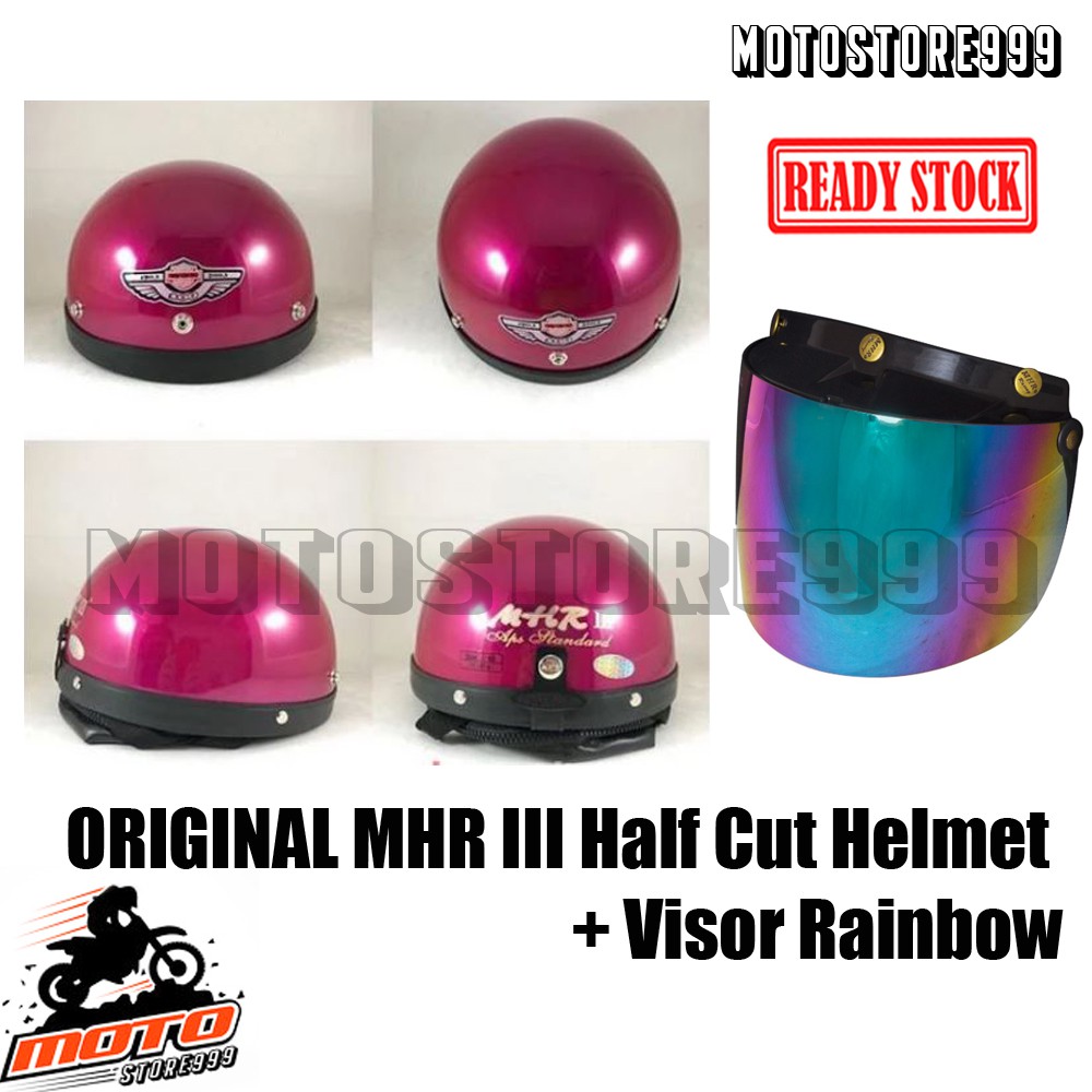 ORIGINAL MHR III Half Cut Helmet Tinted Visor (Pink) READY STOCK
