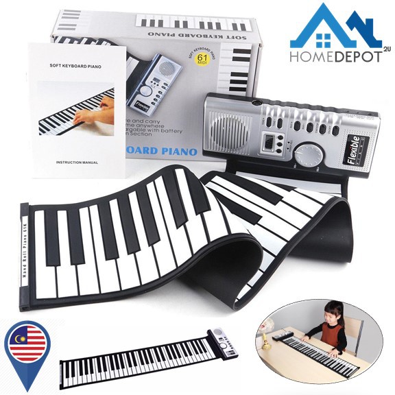 61 Keys Portable Silicone Soft Electronic Keyboard Piano Digital