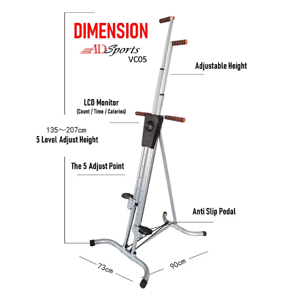 ADSports VC05 Vertical Climber Machine Lastet Gen Stepper Maxi Climbing ...