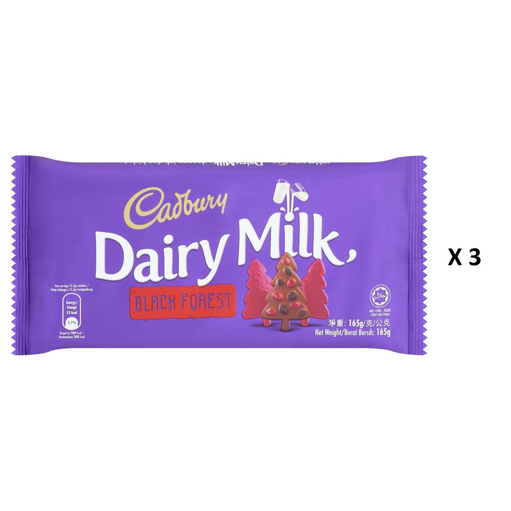 Cadbury Dairy Milk Chocolate Black Forest (3 x 165g) Shopee Malaysia