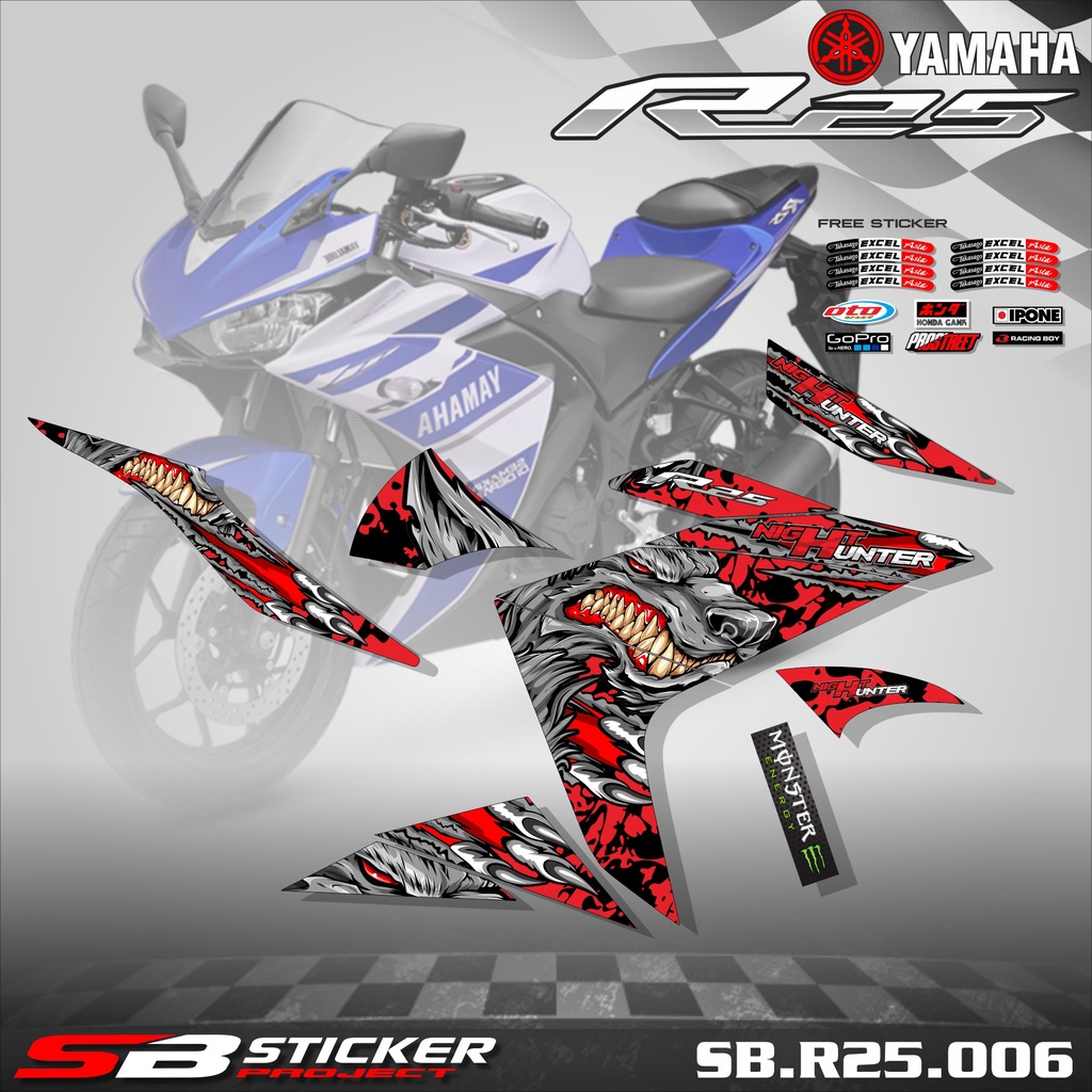 Striping R25- STRIPING Variation HOLOGRAM YAMAHA R25 SB-006 | Shopee ...