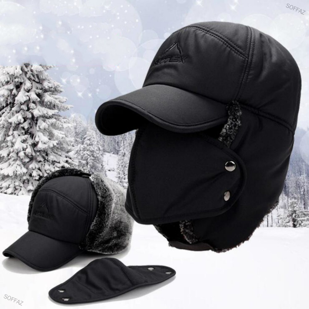 Topi Penutup Kepala Muka Penuh Men Winter Warm Hat Cap with Earflaps ...