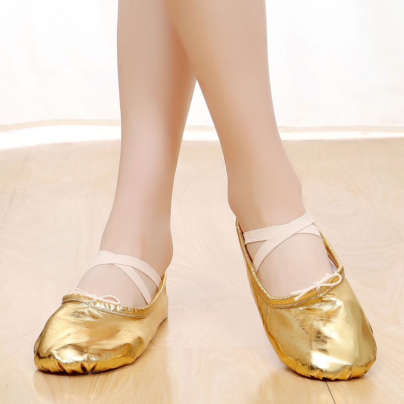Gold Dancing Shoes Flat Ballet Shoes for Children Adult Women Shopee Malaysia