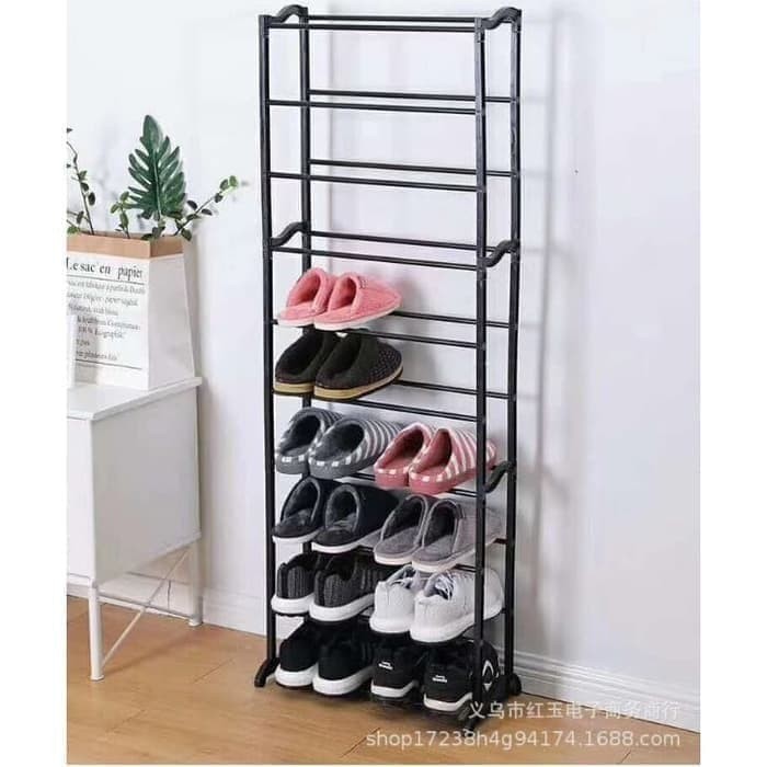 Mk Amazing Shoes Rack Shoe Rack 10 Stacking Black | Shopee Malaysia