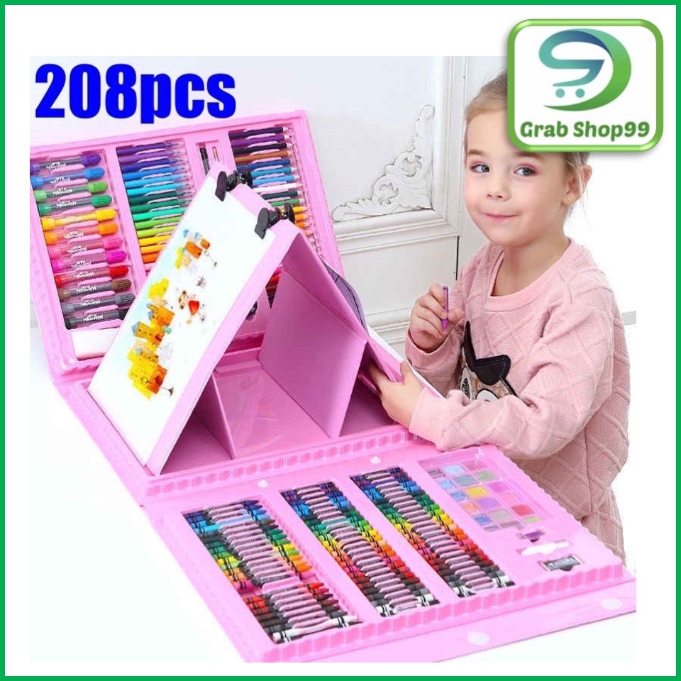 208PCS)Kids Painting Board Pen Colour Crayon Marker Pencil Drawing