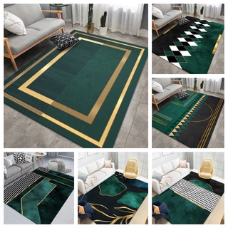 Plush Green Moss Carpet Irregular Shape Water Absorption Blanket Office