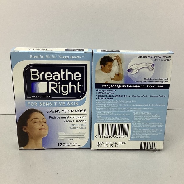 Breathe Right Nasal Strips for Sensitive Skin (12 strips) | Shopee Malaysia