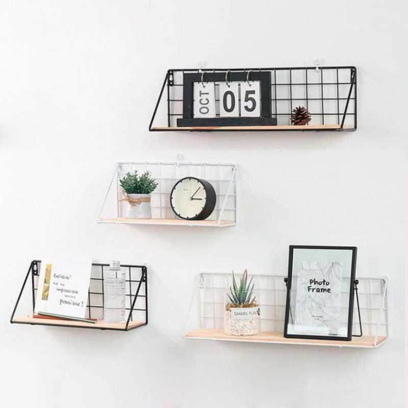 PUTIH HITAM Radit IRON WALL SHELF MULTIPURPOSE ORGANIZER RACK BLACK ...