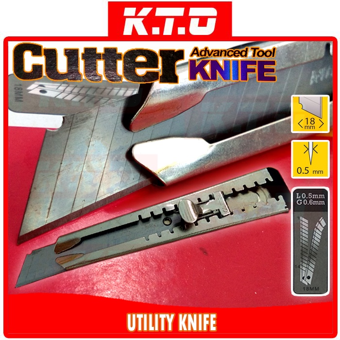 1PCS CUTTER KNIFE / UTILITY KNIFE METAL HANDLE 18mm (L) Push Type