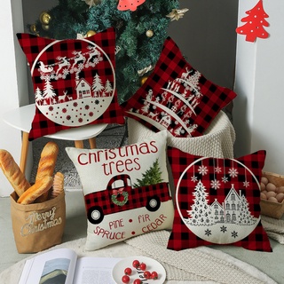  Christmas Pillow Covers 18x18 Christmas Throw Pillow Covers  Cotton Linen Christmas Decorations Set of 4 for Farmhouse Home Decor :  Everything Else