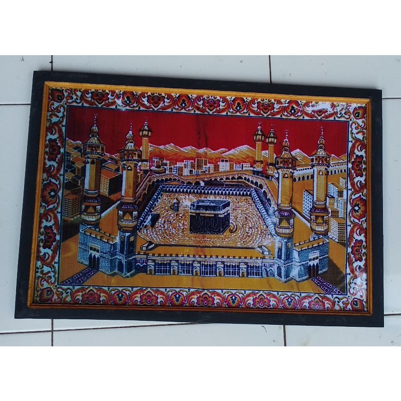 HIASAN DINDING Wall Decoration Of The Kaaba Mecca Prayer Rug plus Frame ...