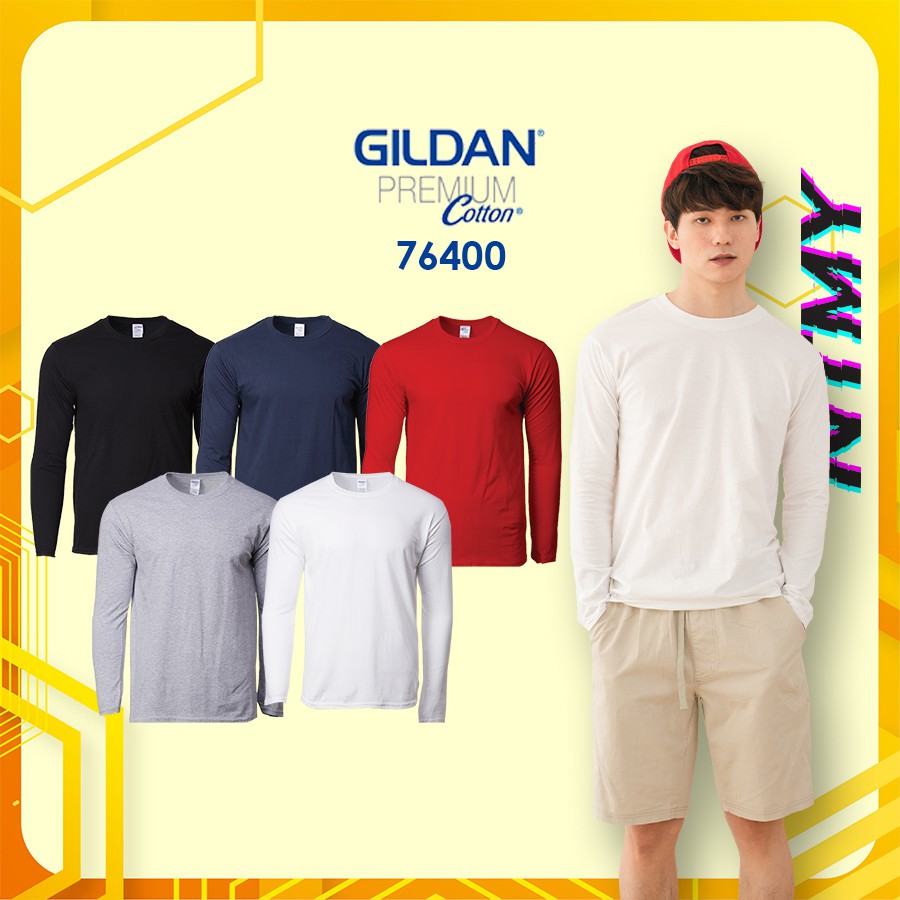 Ntmy Gildan Premium Cotton Unisex Adult Long Sleeve Plain Cotton T Shirt 76400 Black Navy 5072