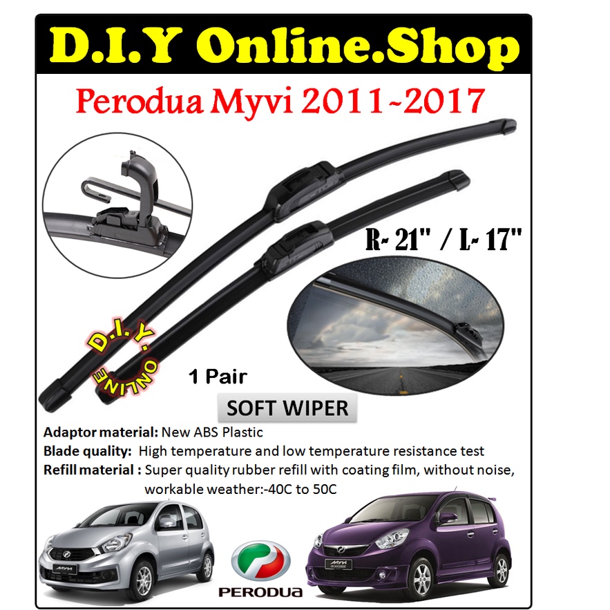 PERODUA ARUZ 2019-2023, MYVI LAGI BEST, ICON 2011-2016 FRONT WIPER