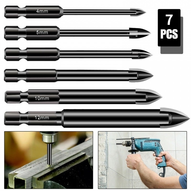 Metallixity 20pc Tile Drill Bits - 5mm Tip 68mm Triangle Head Carbide Metal Shank