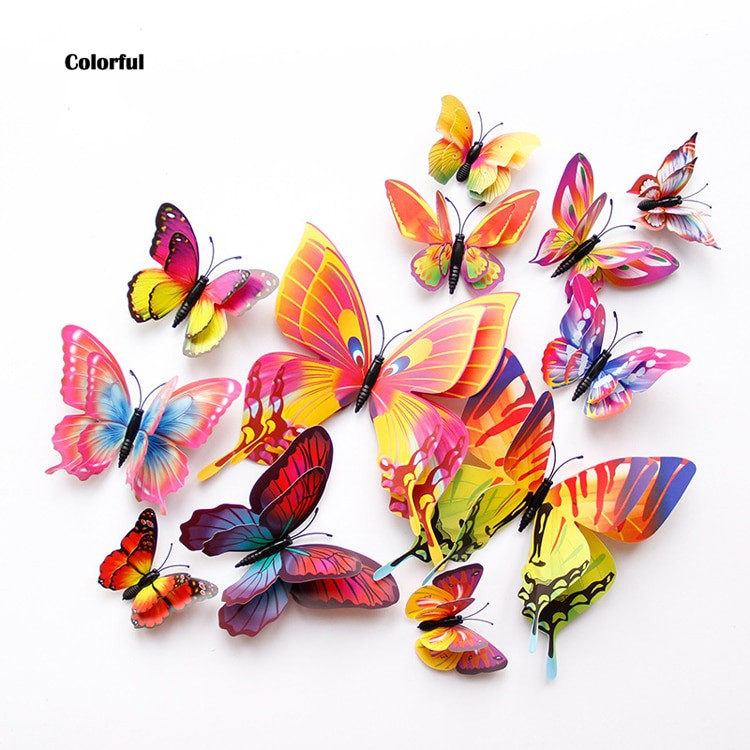 Double layer 3D Butterfly Wall Sticker on the wall Home Decoration ...