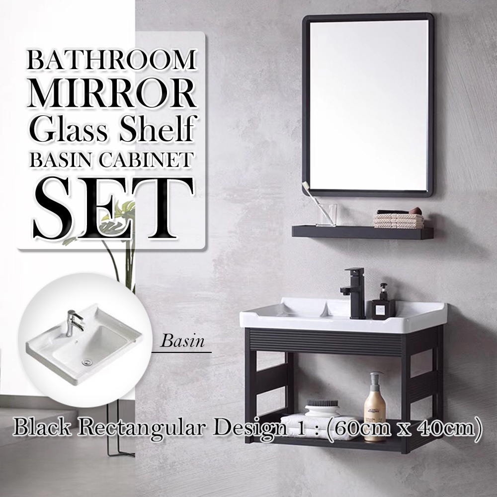 ReadyStock Set of 3 Bathroom Mirror Set 005 Bathroom Basin Cabinet ...