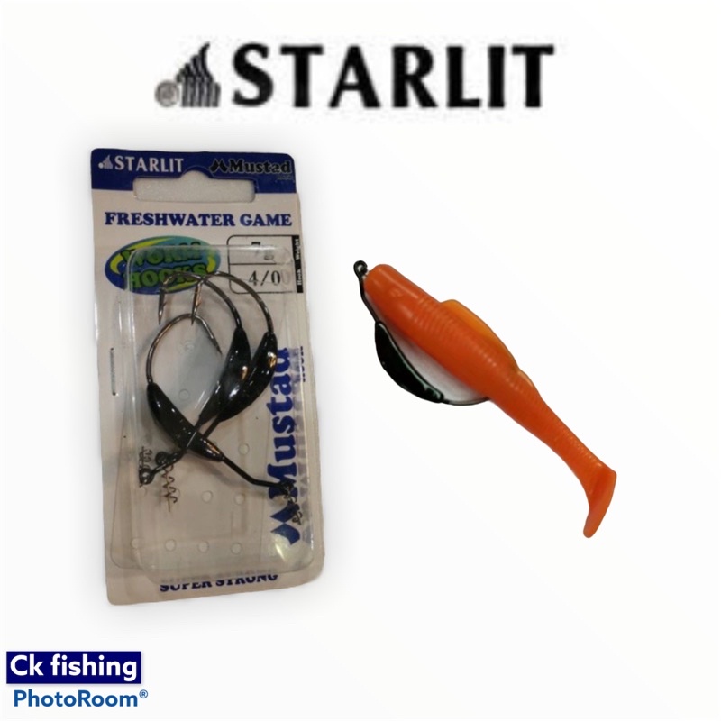 Starlit Worm Hook With Lead Size #2 To 4/0 / For Soft Plastic Fishing Hook  / Mata Kail SP / Ori Mustad Hook / Rubber . .