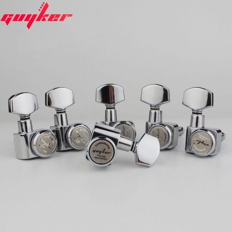 1 Set GUYKER 6 Inline Machine Heads No Screws Locking Tuning Key Pegs
