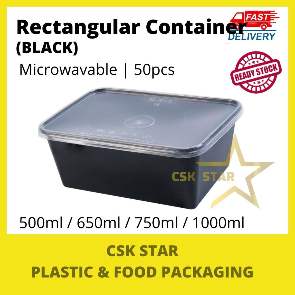 Black Rectangular Container Lunch Box 四方盒 EC R500 / R650 / R750 / R1000 ...
