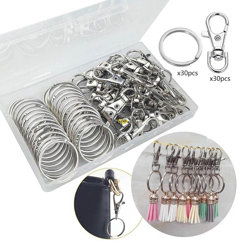 flgo 60PCS Swivel Snap Hooks with Key Ring Metal Swivel Lanyard Snap