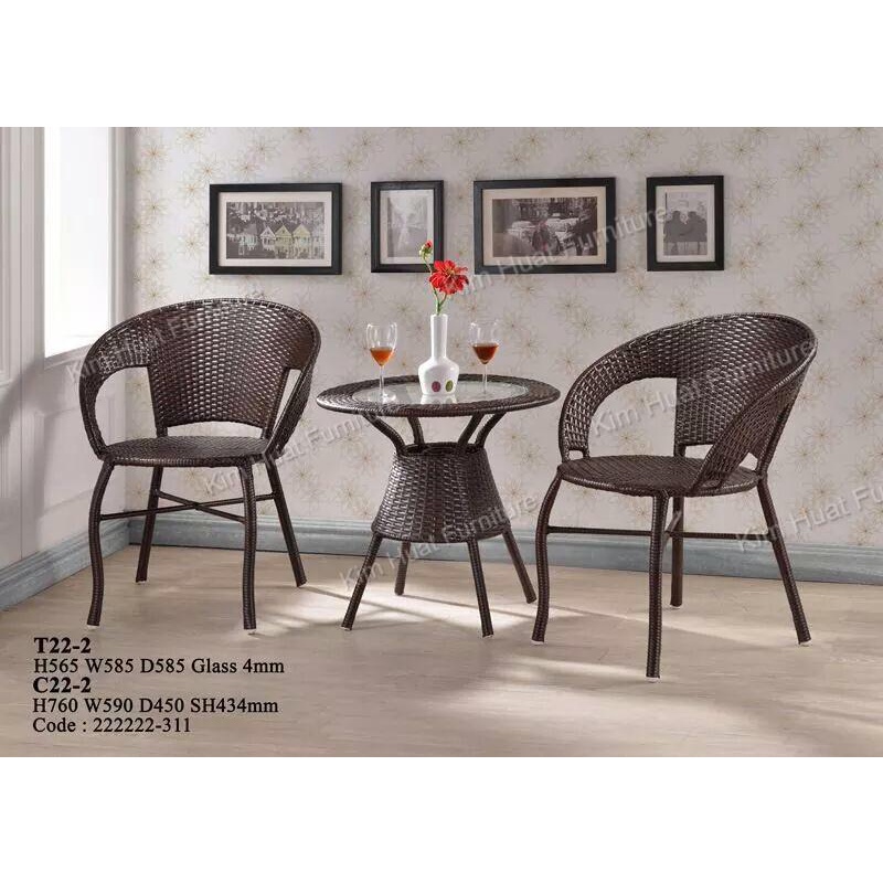 Garden Set Cafe Set 1+2 Rattan Table + Chair | Shopee Malaysia