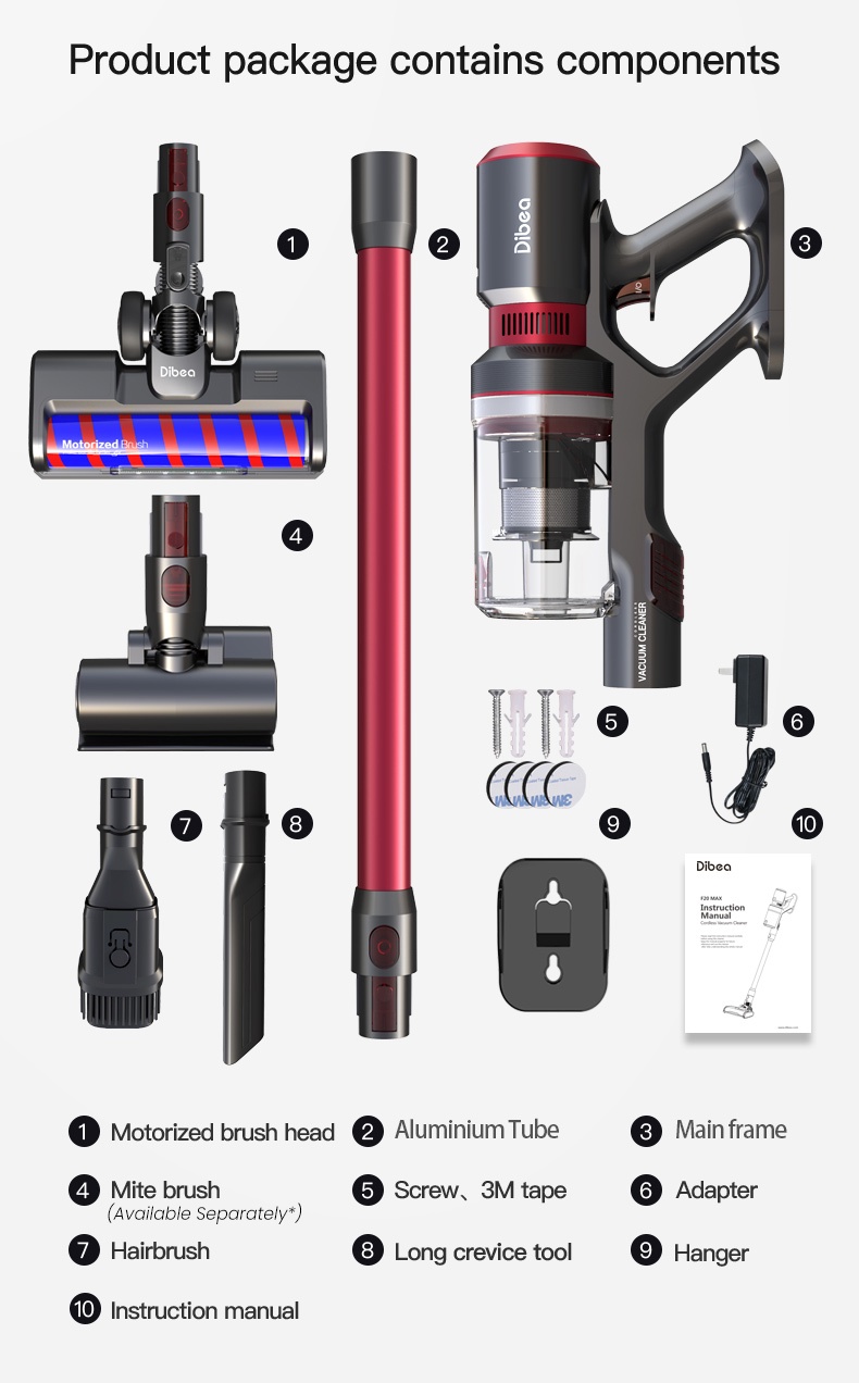 Dibea F20 Max Cordless Vacuum Cleaner Powerful 25,000 Pa Suction