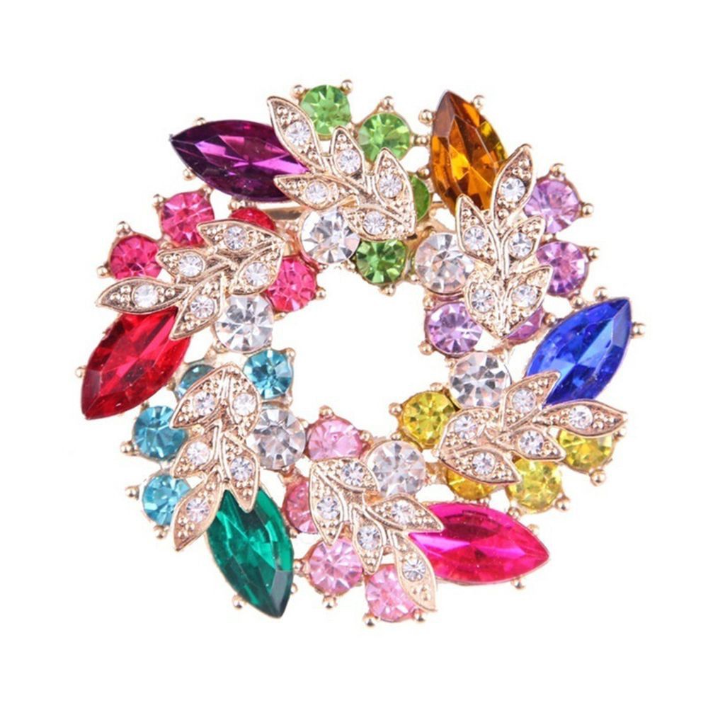 Party Rhinestone Women Crystal Jewelry Brooch Gold Plated Pins Redbud ...