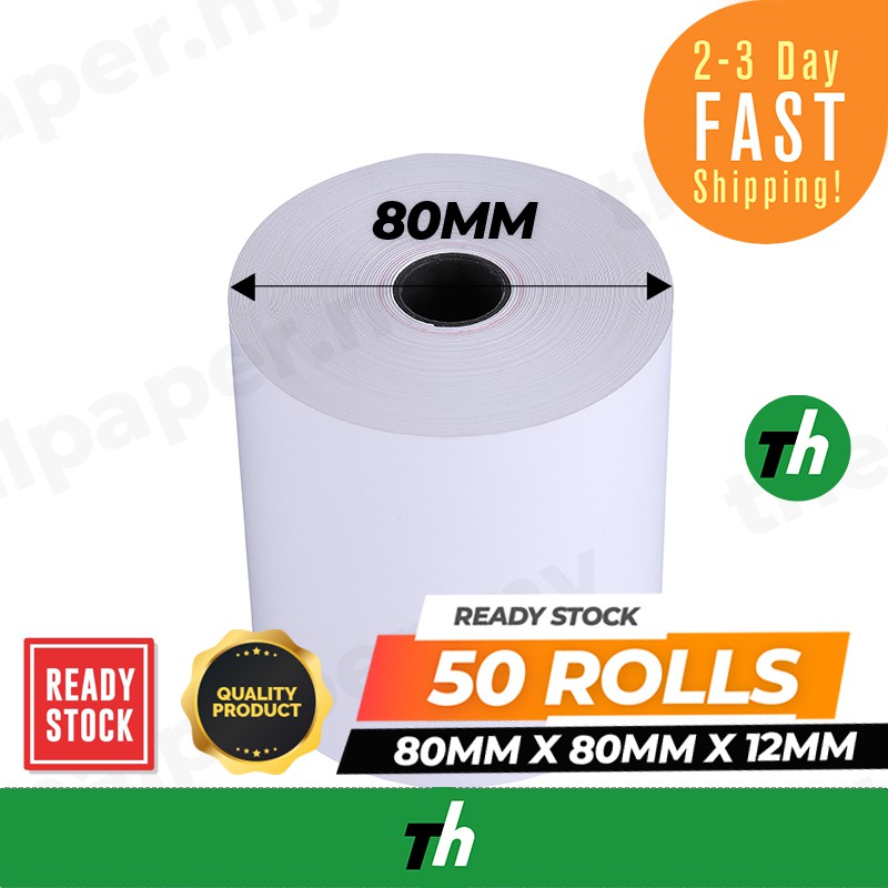 80mm x 80mm x 12mm (50 Roll/Box) Thermal Receipt Paper Roll/Resit Paper