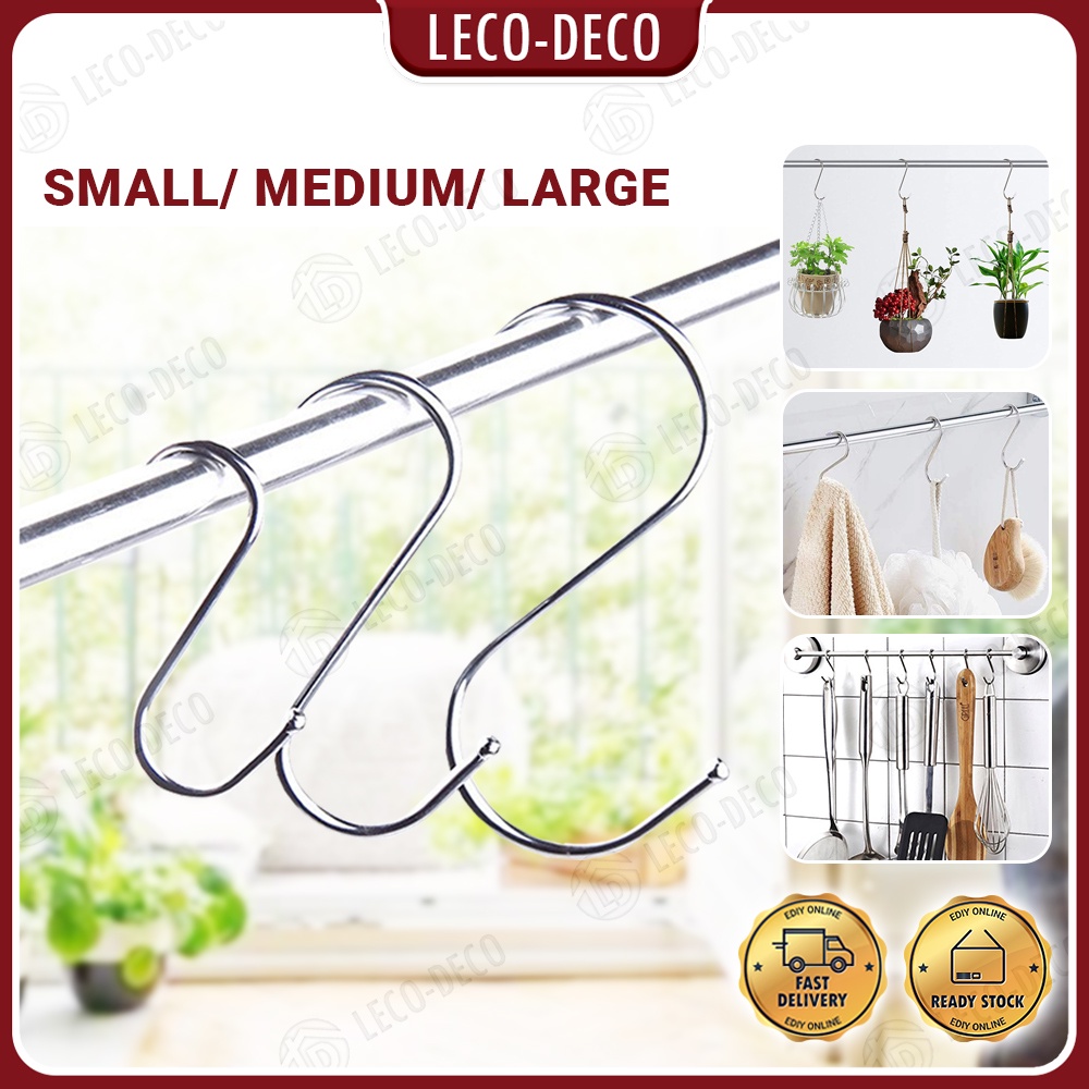 S Shape Hook Stainless Steel Metal Hanger Hanging Rack Holder Storage ...