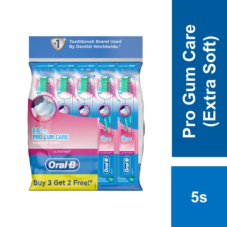 Oral-B UltraThin Pro Gum Care Extra Soft Manual Toothbrush 5s | Shopee ...