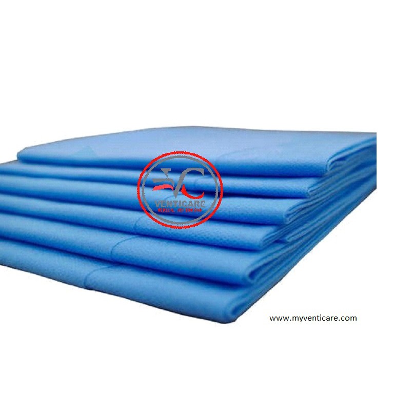MEDICAL DISPOSABLE BED SHEET BLUE 1400 X 2100mm 30G PE COATED ELASTIC
