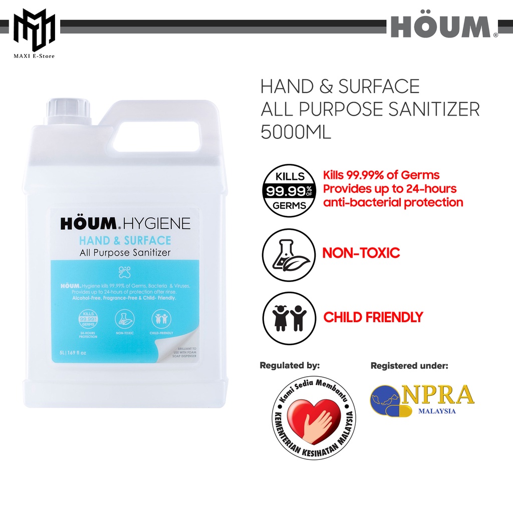 Houm Hand & Surface Drum All Purpose Sanitizer 5000ml ZERO Alcohol