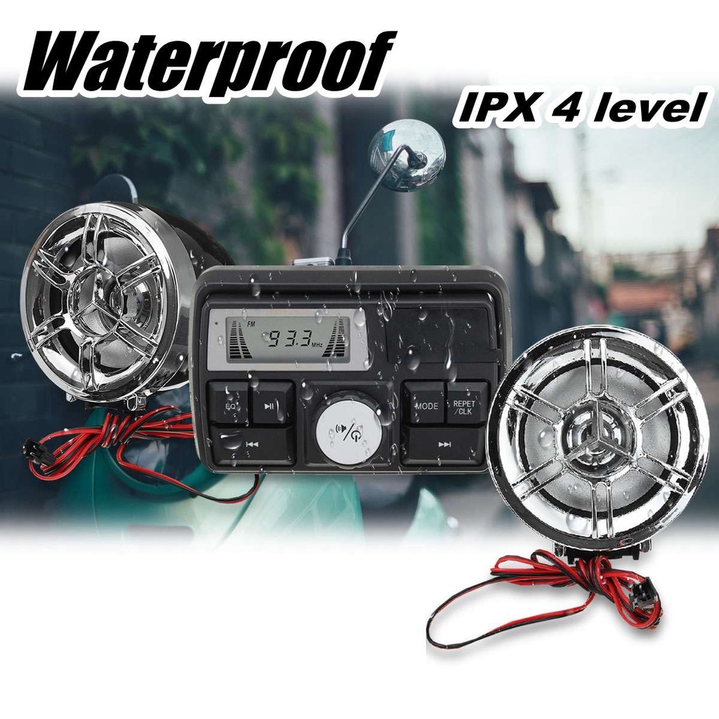 Motorcycle Audio System Waterproof Portable Stereo Speakers FM Radio