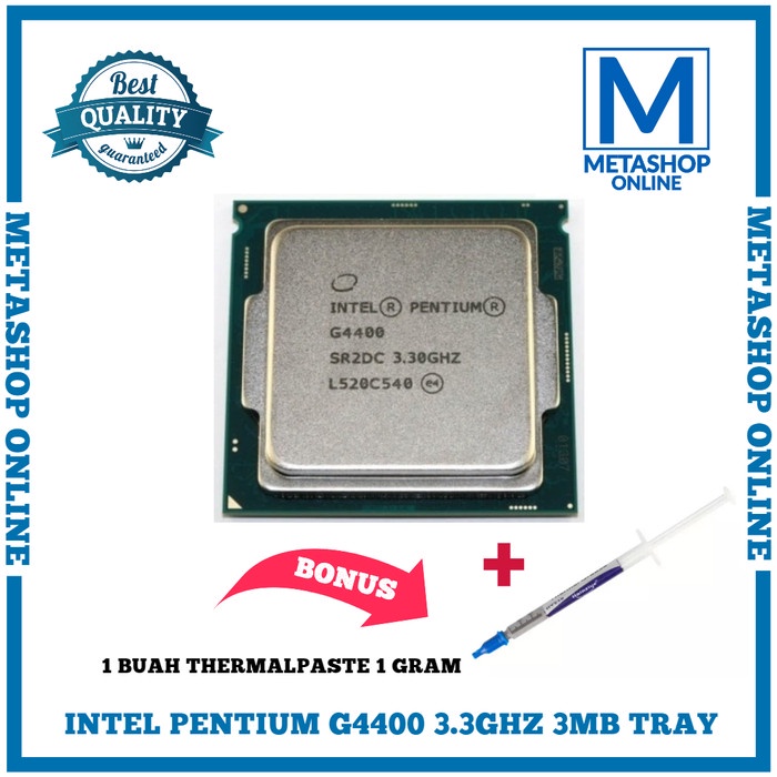 Processeur Intel Pentium G4400 - Socket 1151, 3.3 GHz, 2 Cœurs - Avec Ventilateur Intel - Neuf (ouvert)
