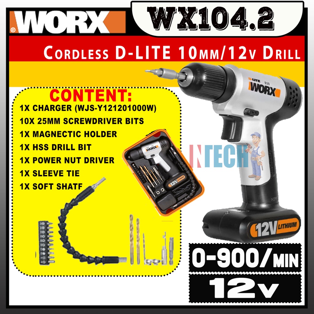 WORX WX104.2 WX1042 CORDLESS D LITE 10MM 12V DRILL Shopee