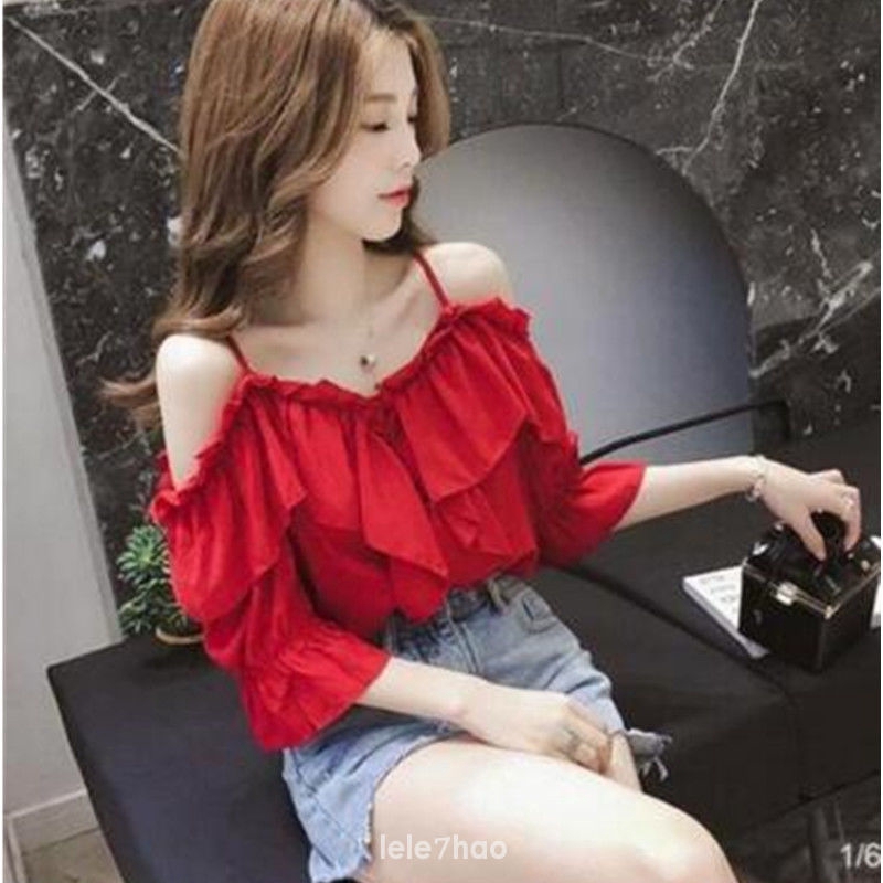 Korean off shoulder sales blouse