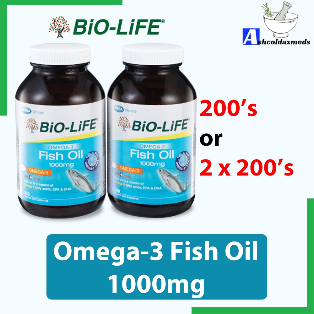 Biolife Omega3 Fish Oil 1000mg 2X200'S or 200'S EXP08/2024 Shopee