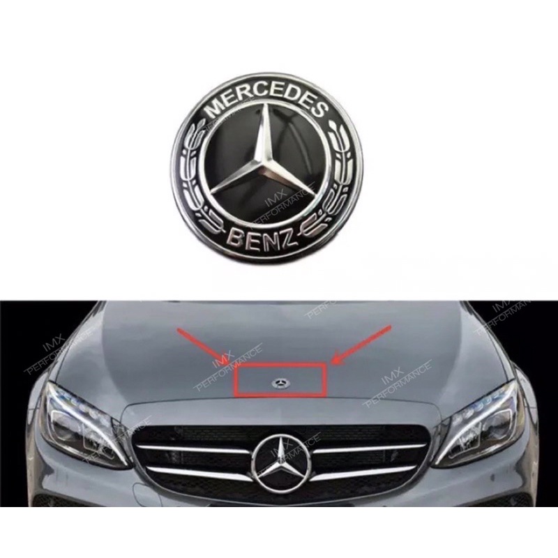 MERCEDES BENZ HOOD EMBLEM / HOOD LOGO BLACK COLOR | Shopee Malaysia