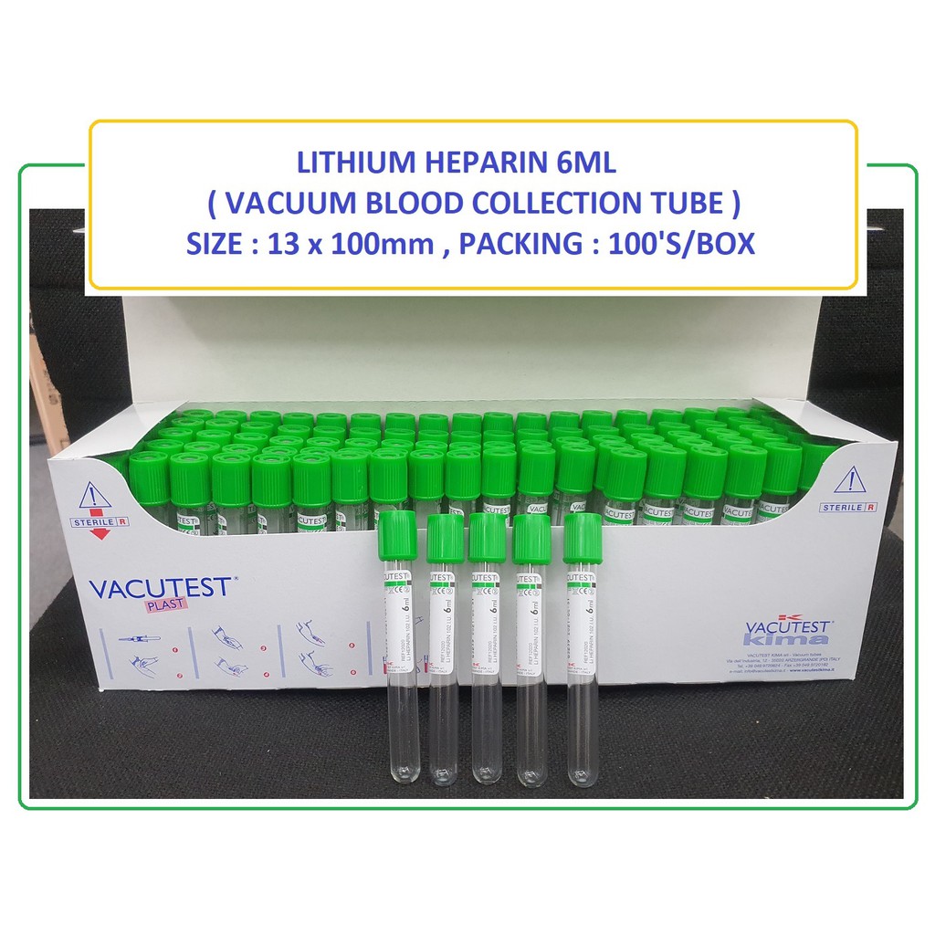 KIMA LITHIUM HEPARIN 6ML ( VACUUM BLOOD TUBE ) 13x100mm 100'S/BOX Shopee Malaysia